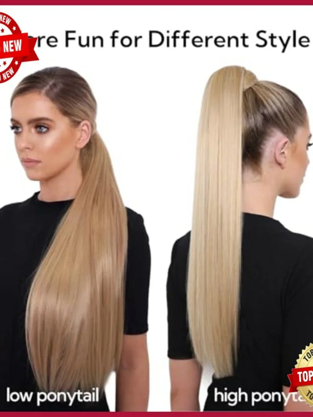 18 Inch Human Hair Ponytail Extension Clip In Wrap Around Hair Piece